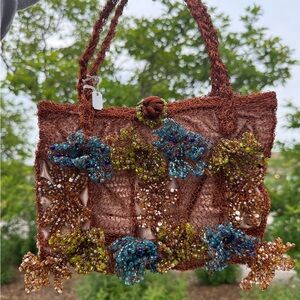 Handcrafted Copper Wire Beaded Brown Purse